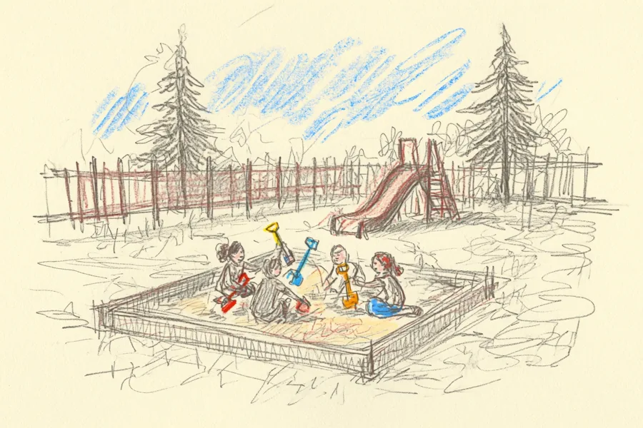 Children playing together in a sandbox
